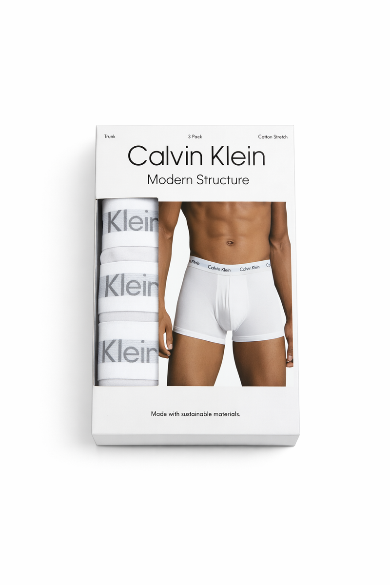 CK MODERN STRUCTURE BOXER PANTS PACK OF THREE COTTON STRETCH ;;