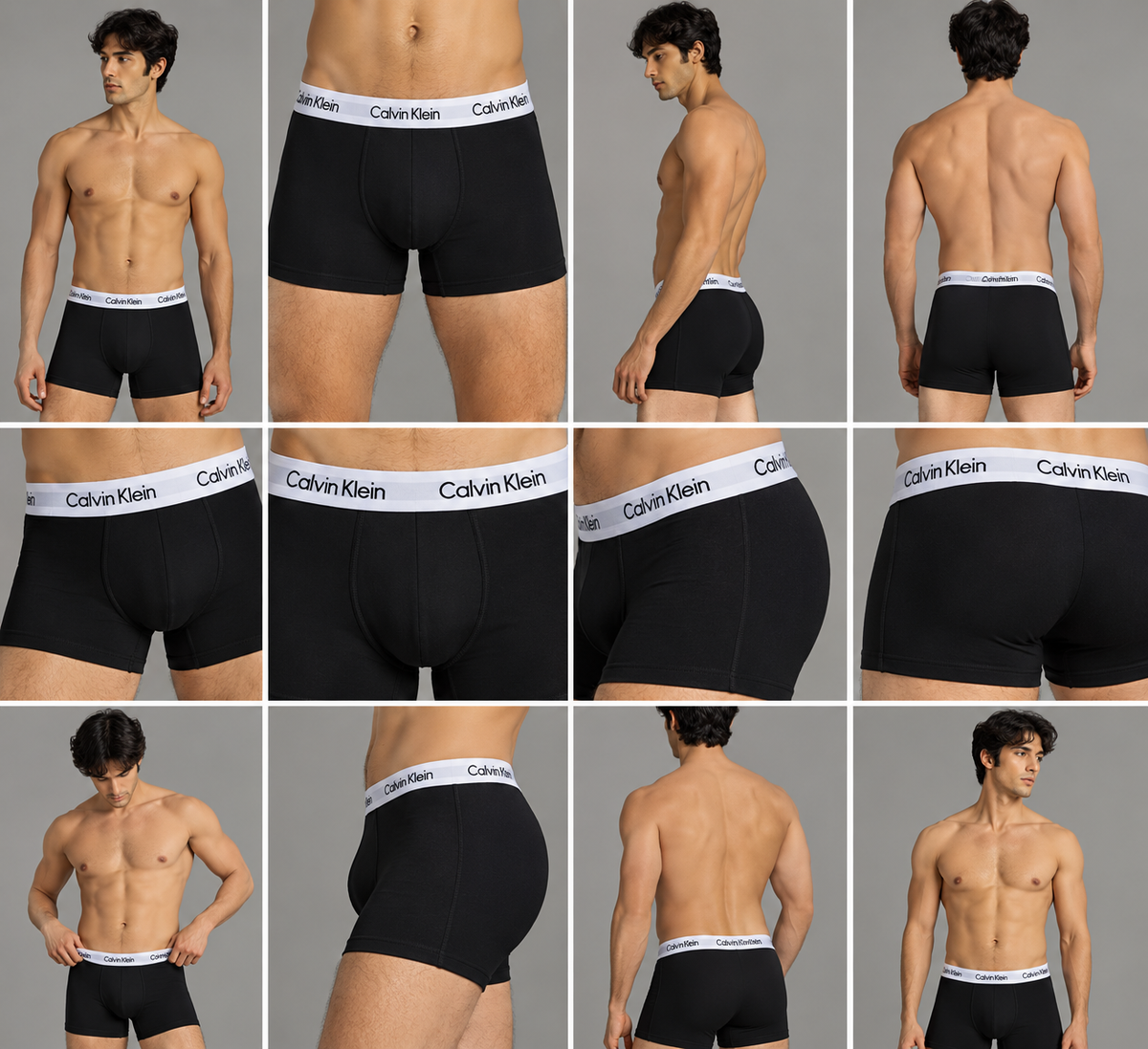 CK MODERN STRUCTURE BOXER PANTS  PACK OF THREE COTTON STRETCH BLACK ;;