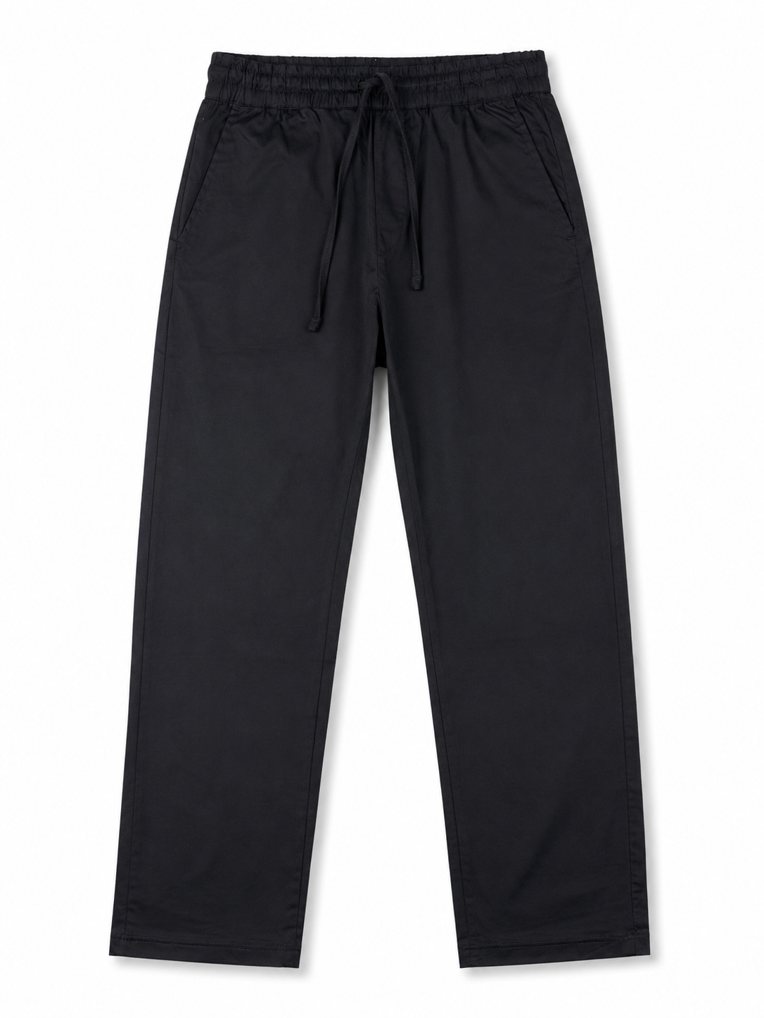 ZRA BLACK COTTON STRAIGHT FIT TROUSER