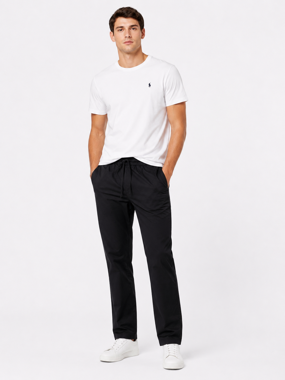 ZRA BLACK COTTON STRAIGHT FIT TROUSER