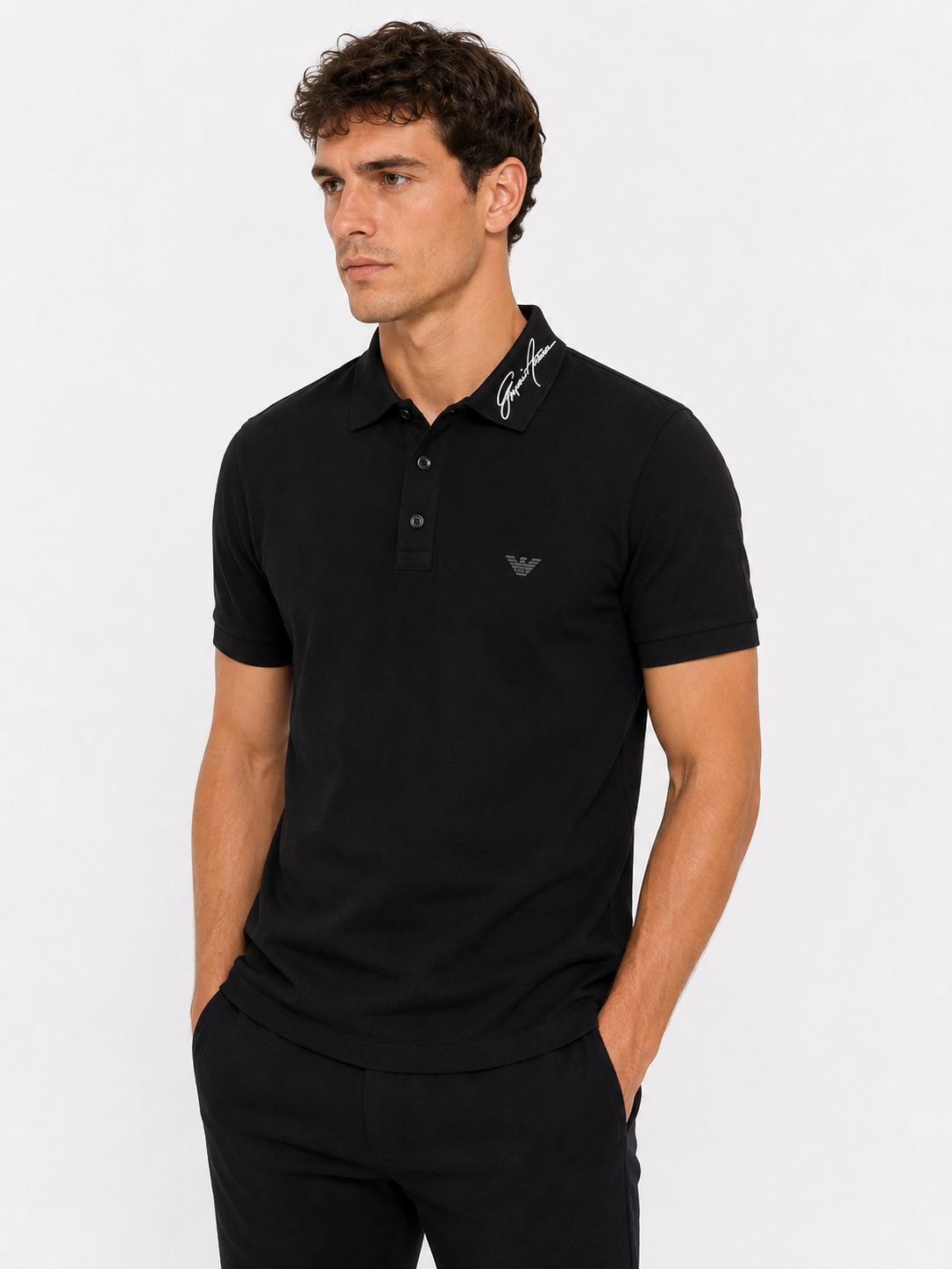 GA BLACK EMB POLO