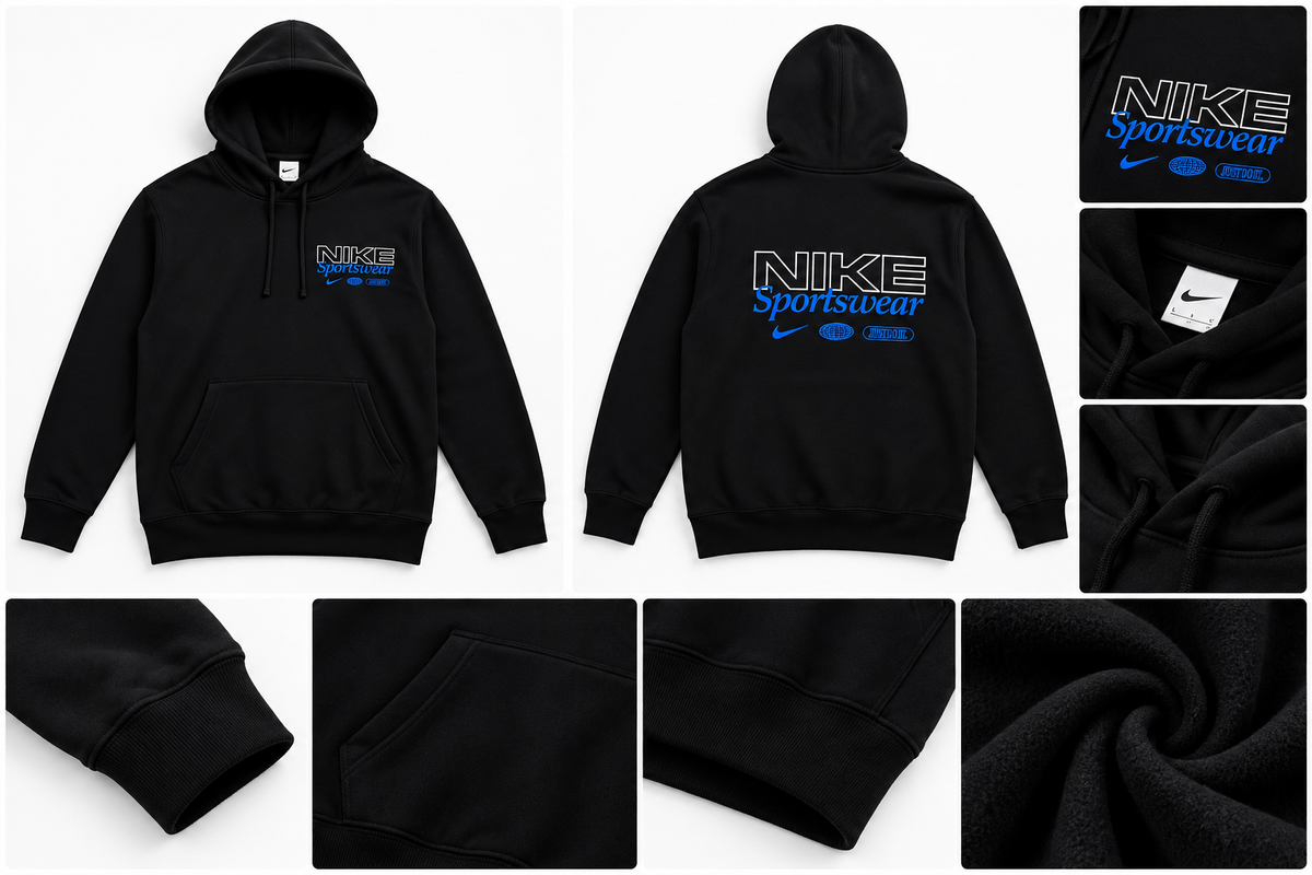 NK BLACK HOODIE SIDE PRINT