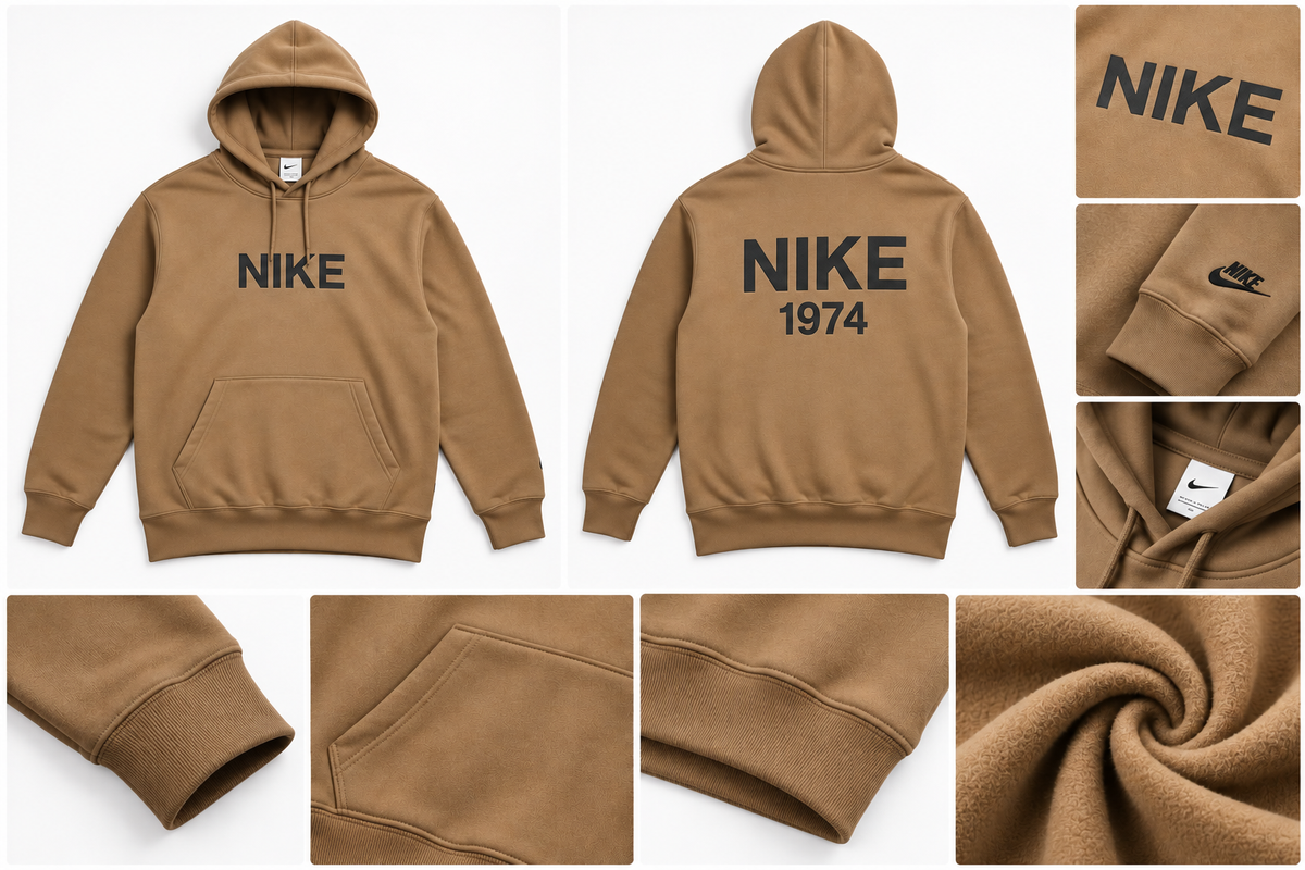 NK BEIGE HOODIE WITH LOGOS