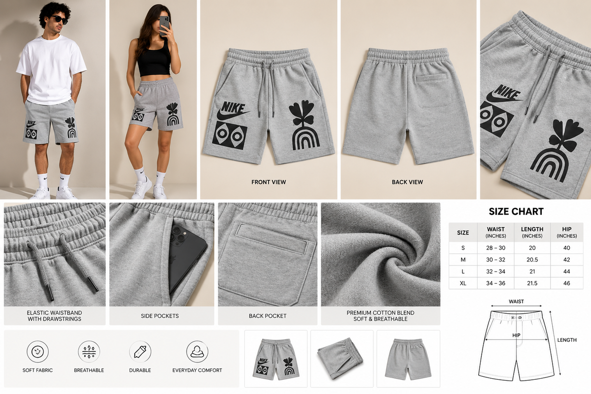 NK  GREY SHORTS WITH LOGOS