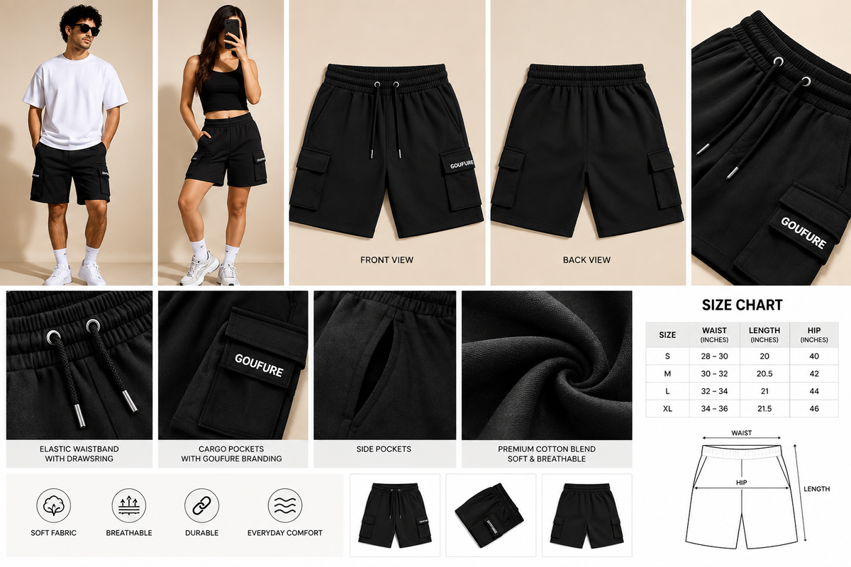 B GOUFURE BLACK  SHORTS