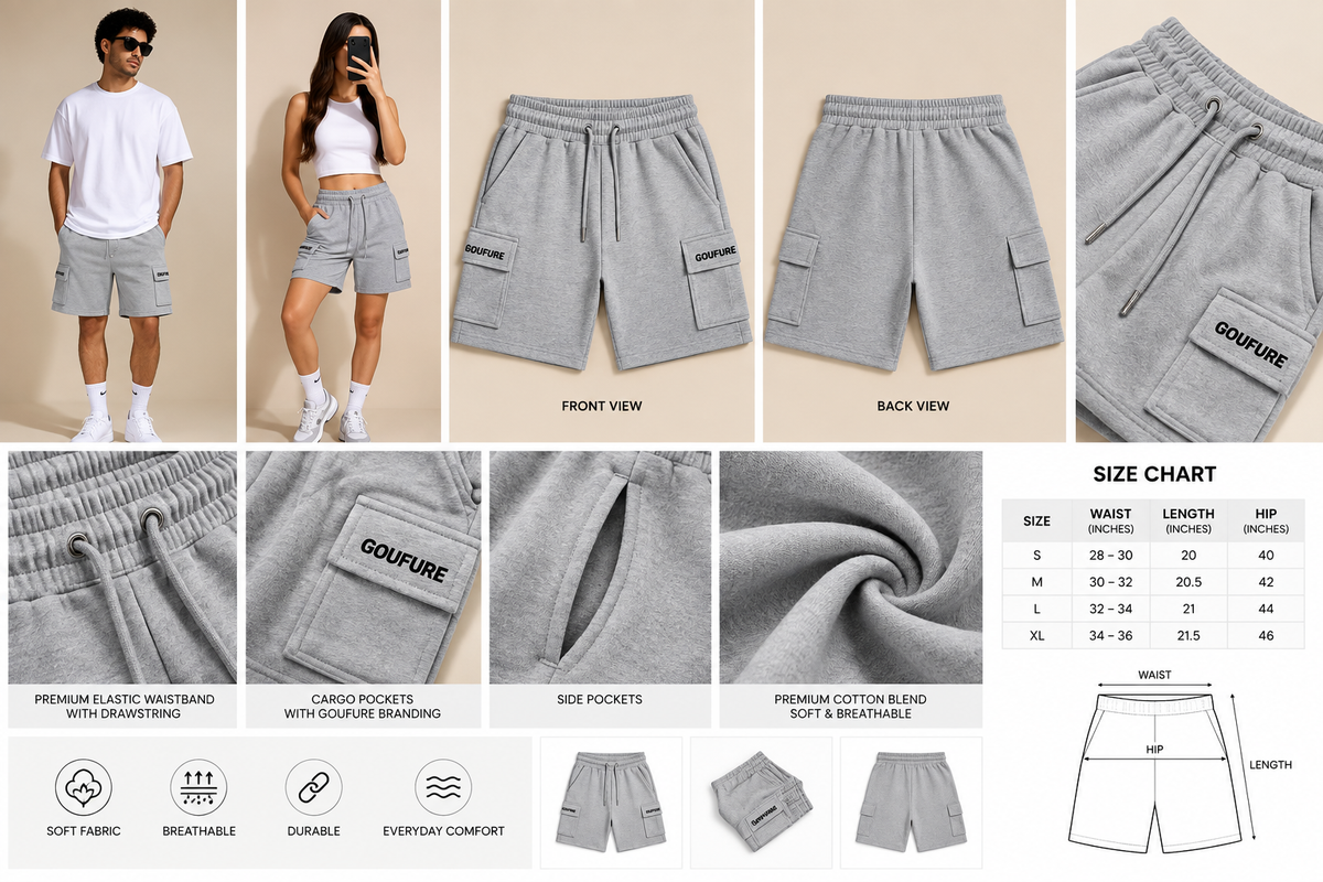 B GOUFUER GREY SHORTS