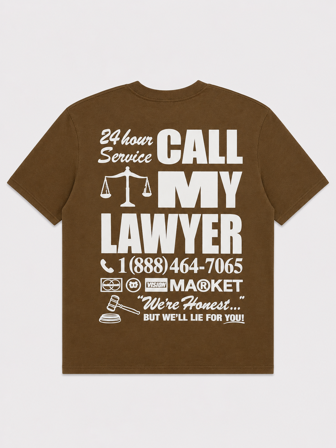 MRKET BROWN TEE BACK PRINT