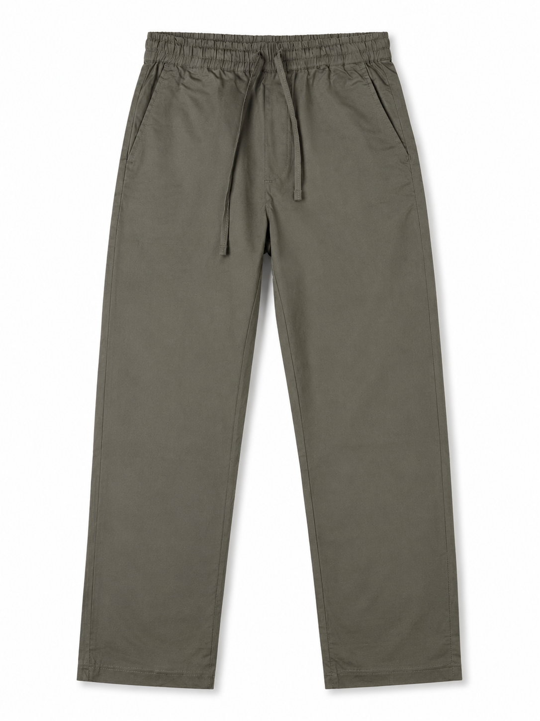 ZRA KHAKI GREEN COTTON STRAIGHT FIT TROUSER