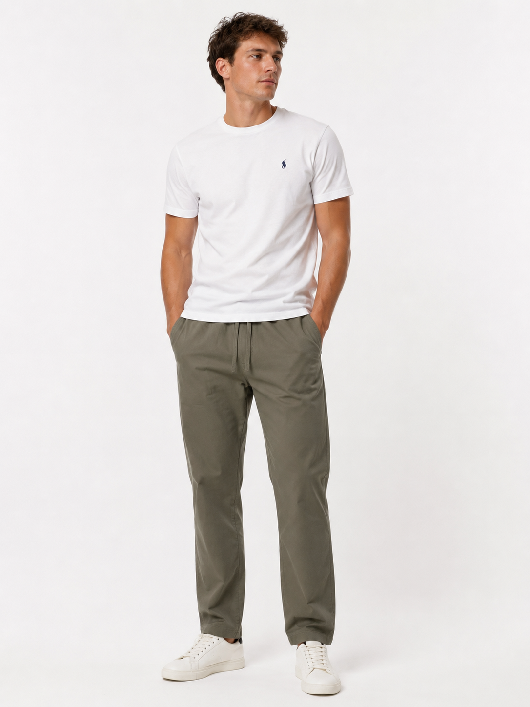 ZRA KHAKI GREEN COTTON STRAIGHT FIT TROUSER