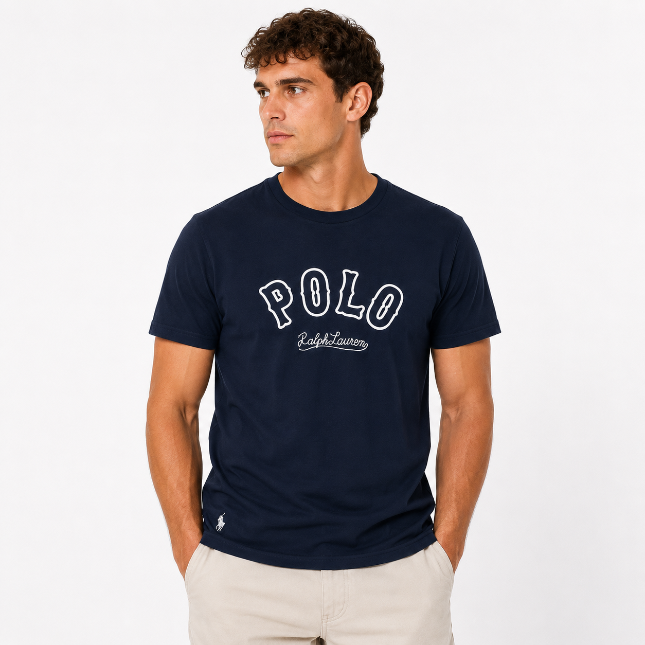 RL HERITAGE EMBROIDERED TEE – NAVY