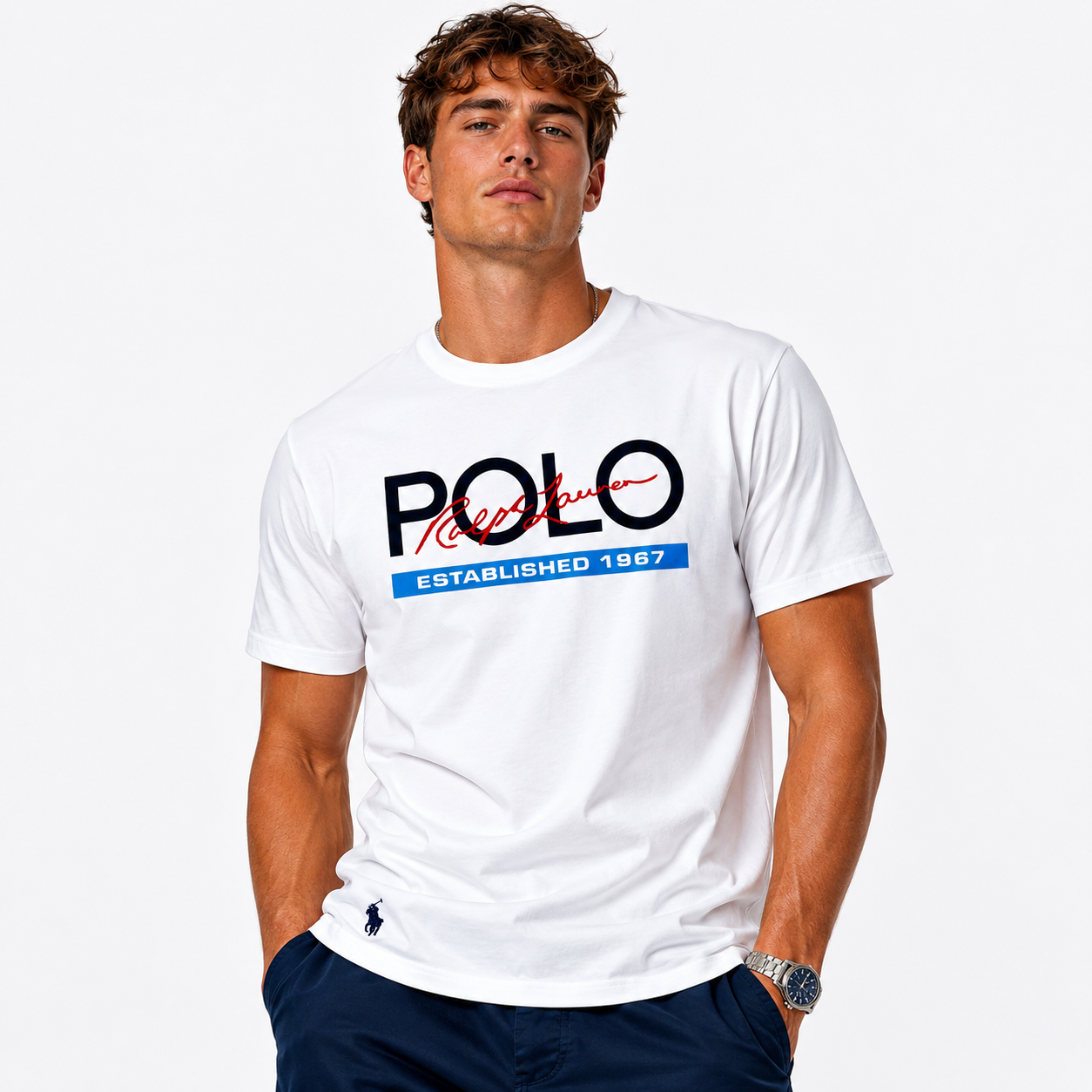 RL SIGNATURE LOGO TEE – PURE WHITE