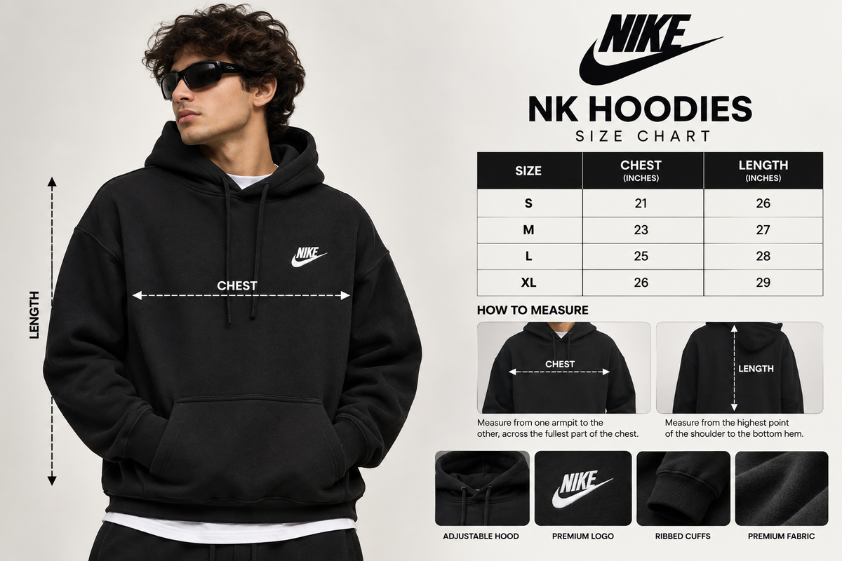 NK BLACK  HOODIE SIDE LOGO