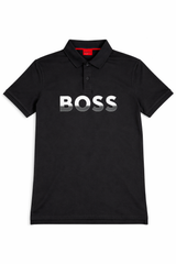 HUGO BLACK POLO SHIRT FRONT LOGO