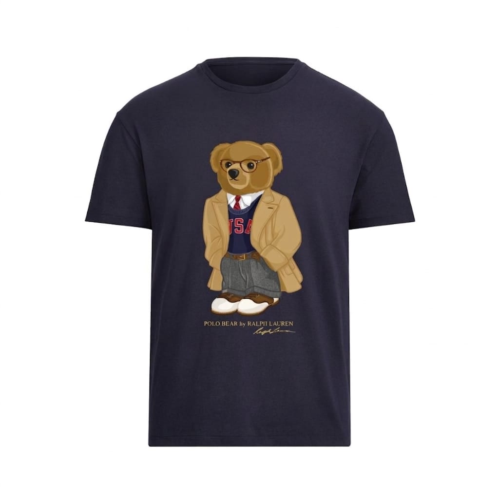 RL NAVY BLUE TEE WITH BEAR LOGO