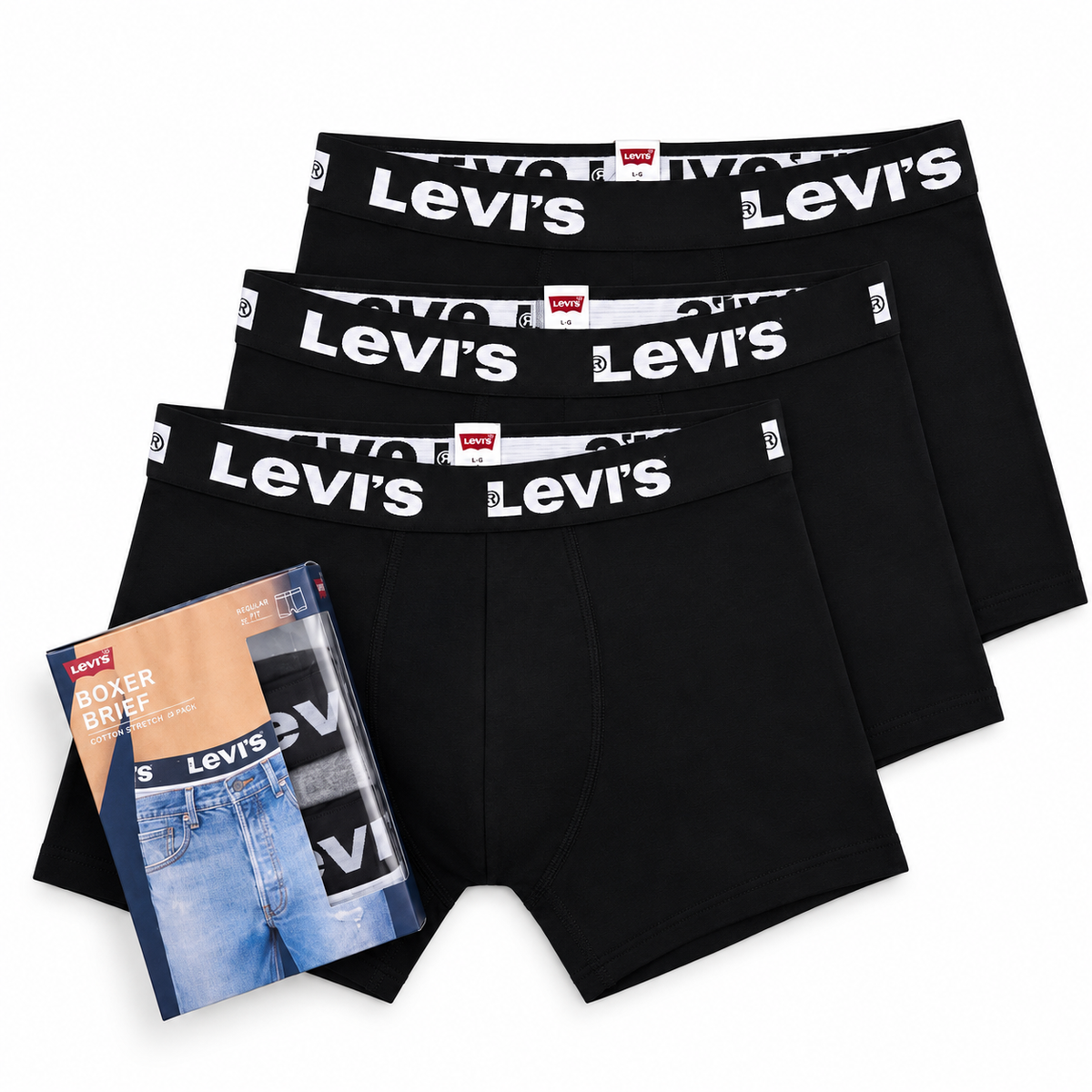 LEVIS ALL BLACK BOXER PACK OF THREE
