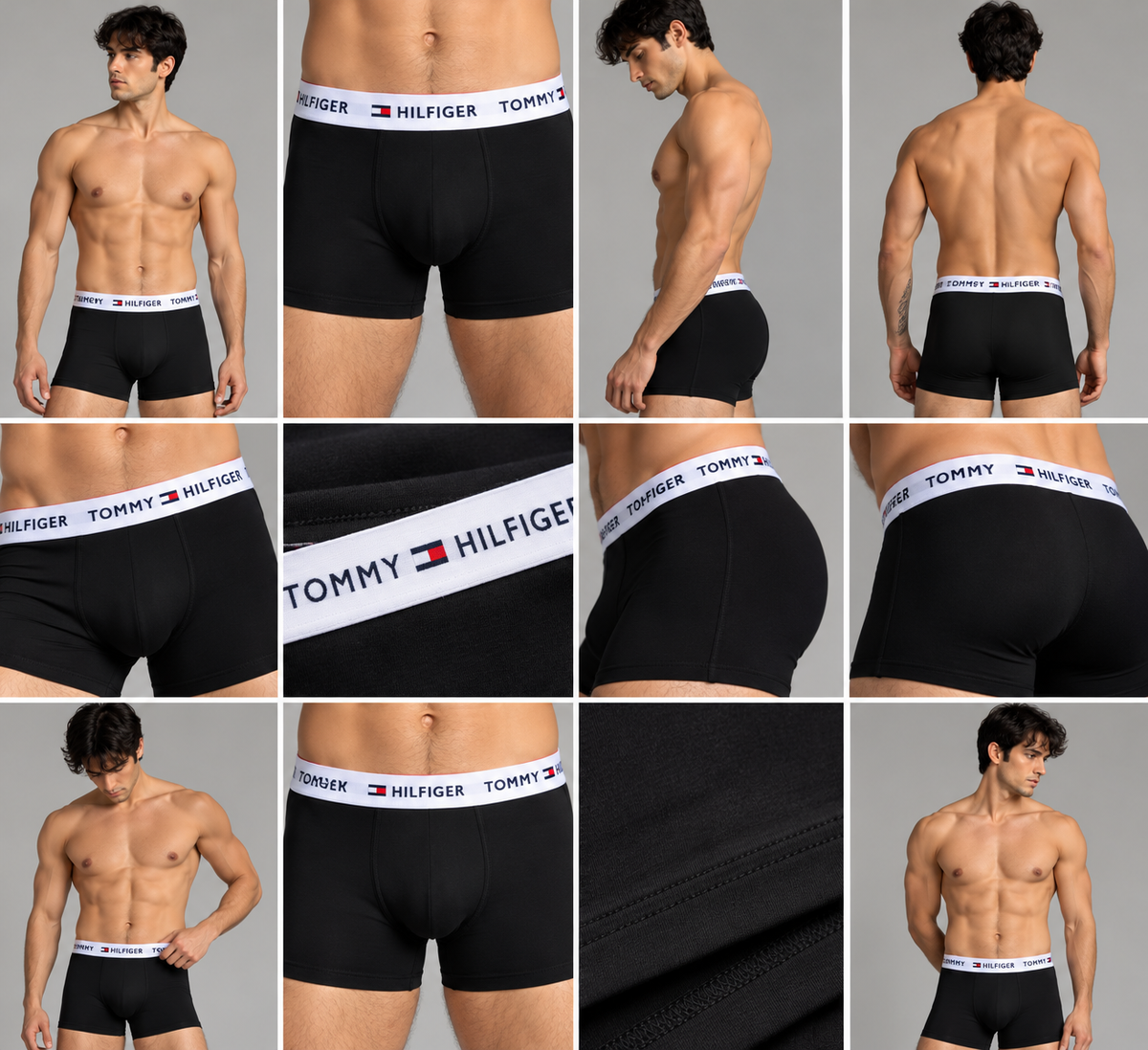 TH BOXER PANTS PACK OF THREE COTTON STRETCH BLACK ,