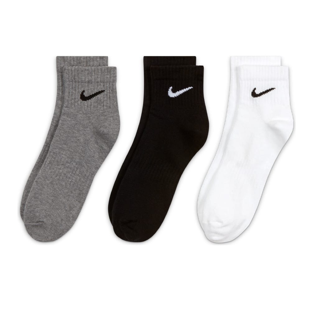NK EVERYDAY COTTON CUSHIONED DRI-FIT PACK OF THREE ANKEL SOCKS